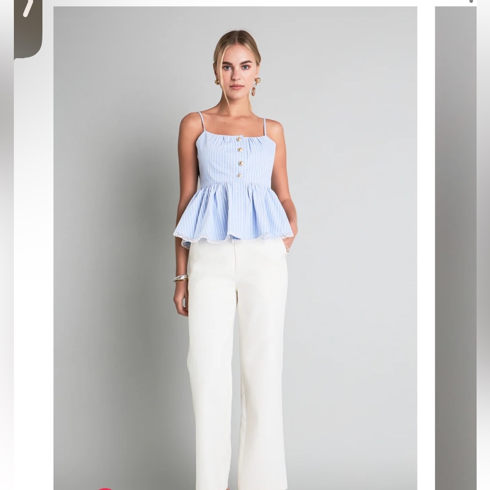 New English factory STRIPED PEPLUM TOP